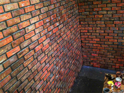 Painted brick on flat wall