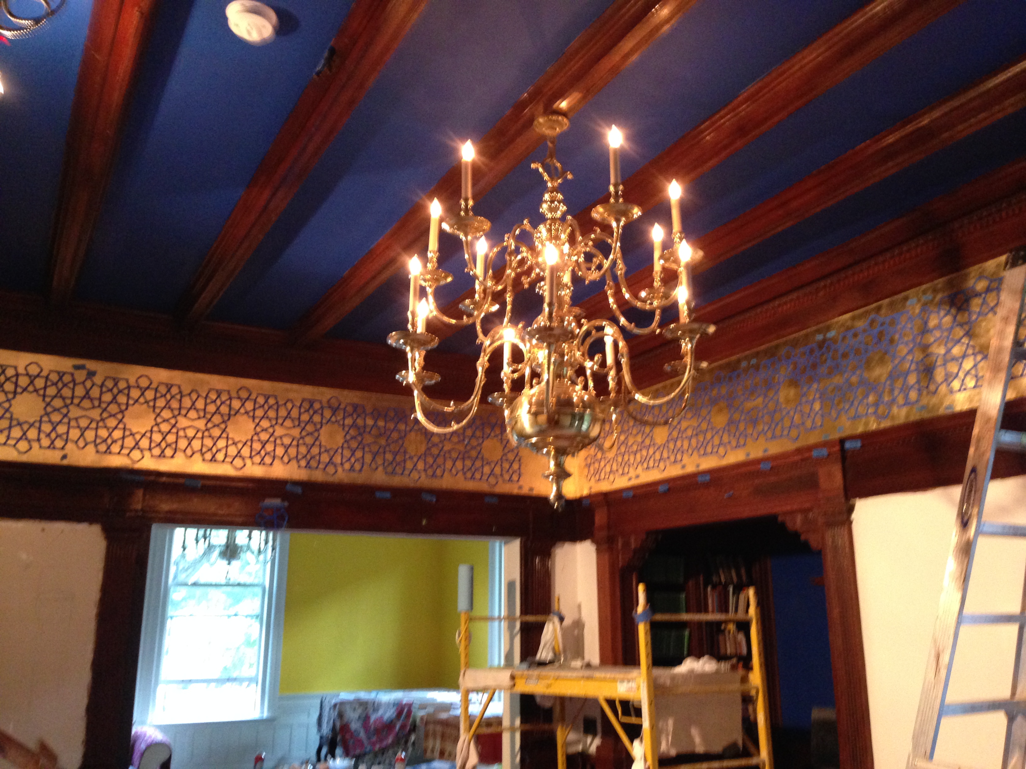 stencils over gold leaf decorative painting 