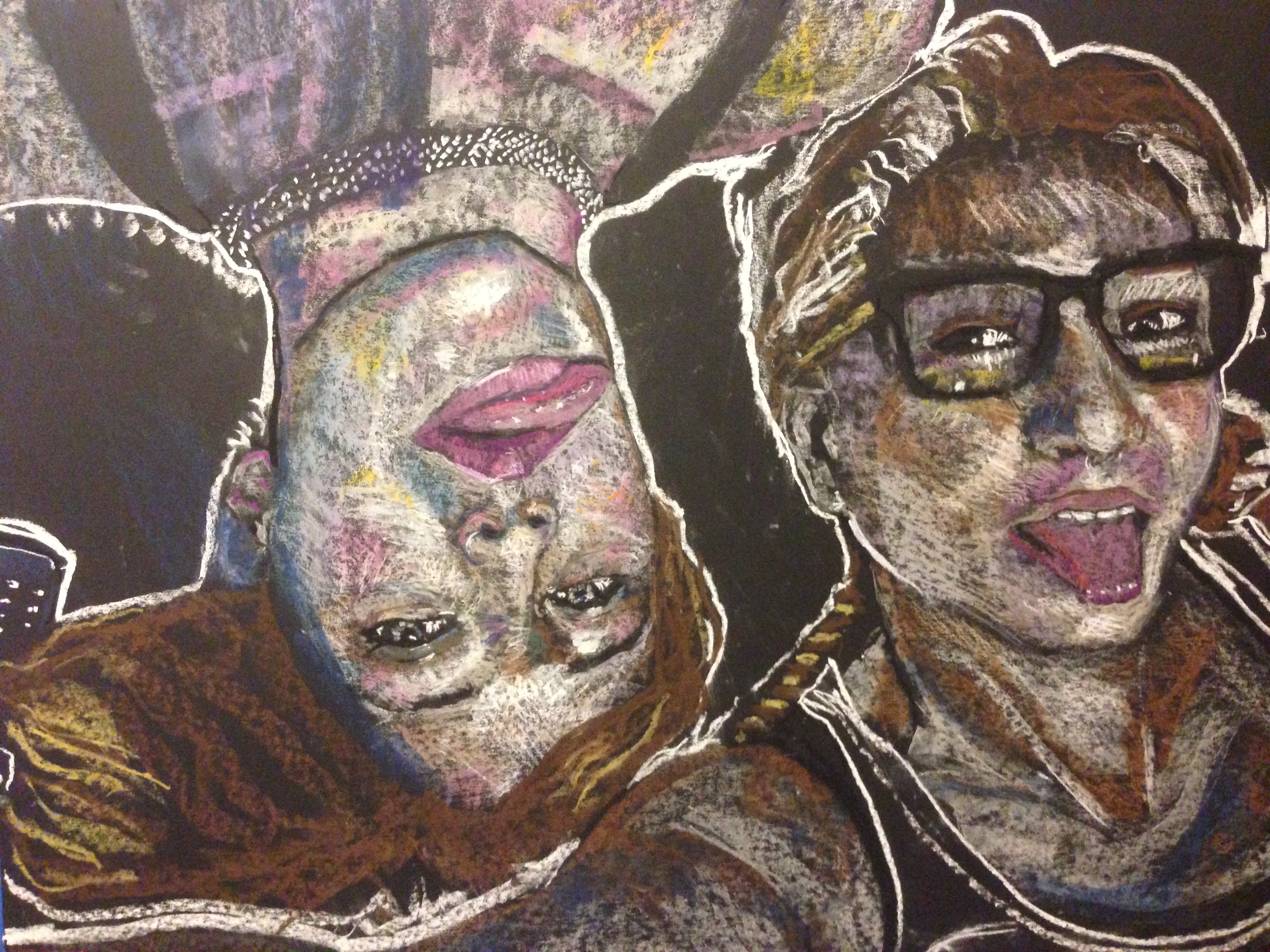 Chalk and pastel drawing