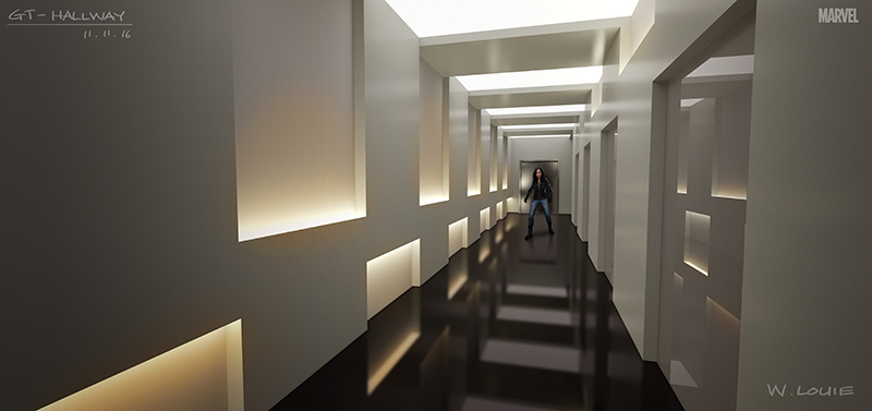 The Defenders hallway scene